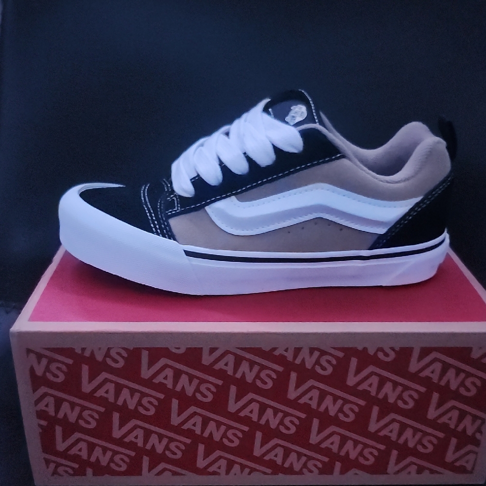 Vans Classic Black and Tan and White Shoes
